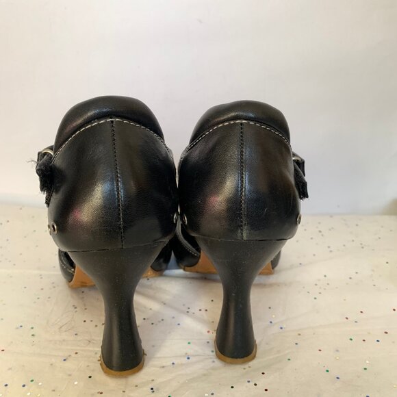 Parade VTG Y2K Black Leather Mary Jane d'Orsay Heels White Contrast Stitching 9 - Picture 10 of 16